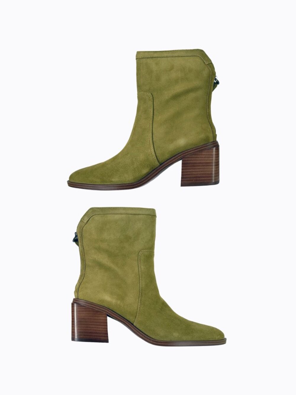 Vince Camuto Kortimy Suede Boots 7.5 Moss Green Water Repellant 90s Grunge Y2K